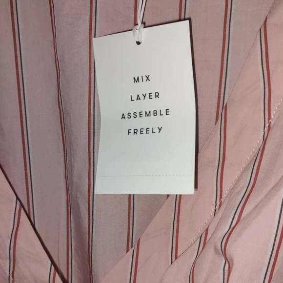 Pink 3/4 Sleeve Fitted Blouse Free Assembly, Size XL, NWT, Peplum, Pink, Stripe - Picture 5 of 10